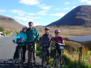 4 cyclists at Glendowan with Ireland by Bike self-guided cycling tours